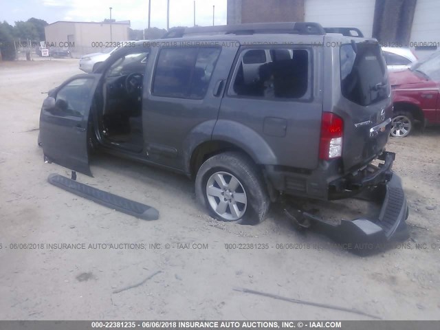 5N1AR18B28C636527 - 2008 NISSAN PATHFINDER S/LE/SE GRAY photo 3