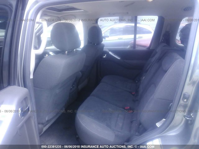 5N1AR18B28C636527 - 2008 NISSAN PATHFINDER S/LE/SE GRAY photo 8