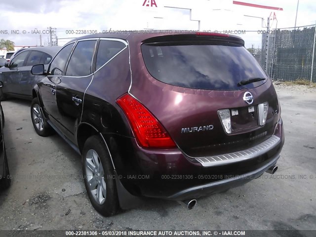 JN8AZ08TX7W507704 - 2007 NISSAN MURANO SL/SE/S MAROON photo 3