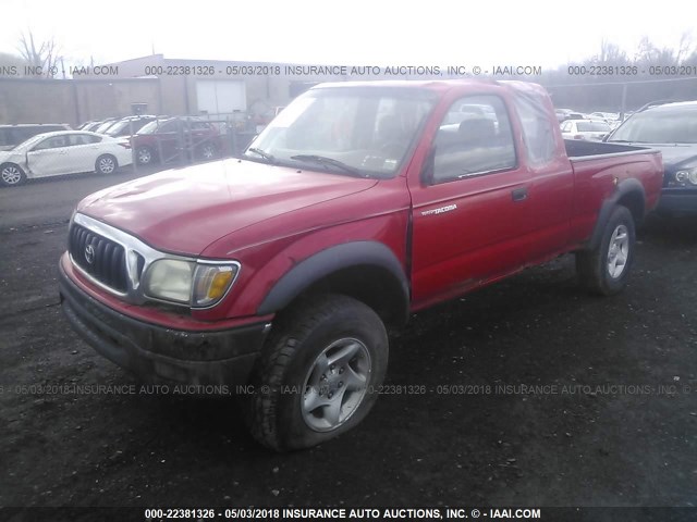 5TEWM72N11Z737838 - 2001 TOYOTA TACOMA XTRACAB RED photo 2