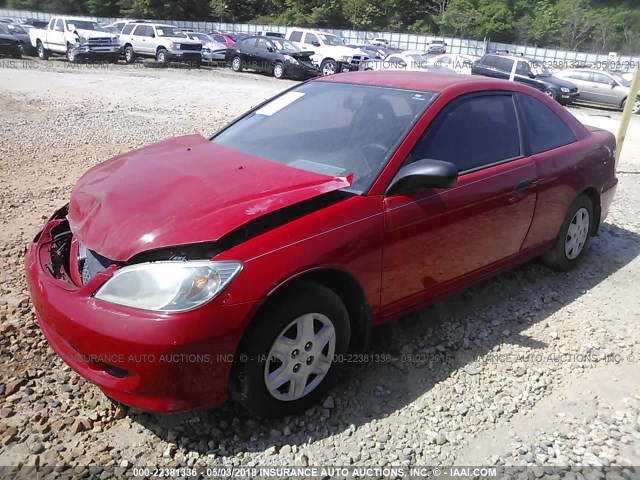 1HGEM22175L022130 - 2005 HONDA CIVIC DX VP RED photo 2