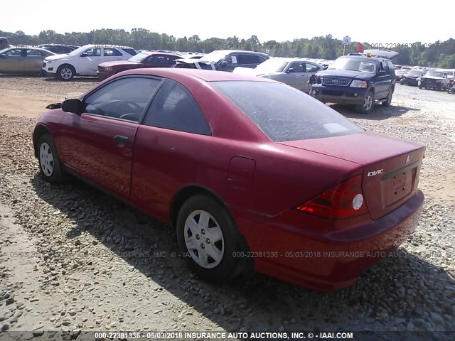 1HGEM22175L022130 - 2005 HONDA CIVIC DX VP RED photo 3