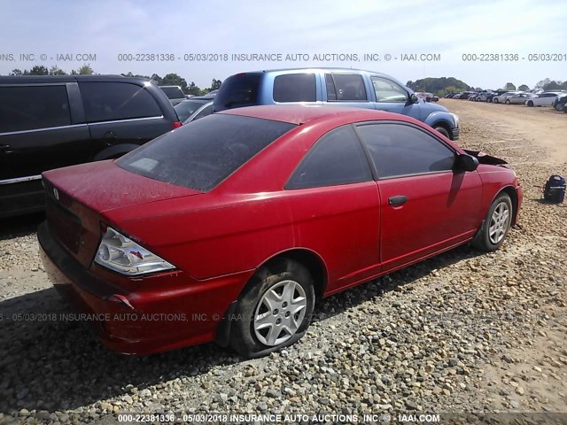 1HGEM22175L022130 - 2005 HONDA CIVIC DX VP RED photo 4