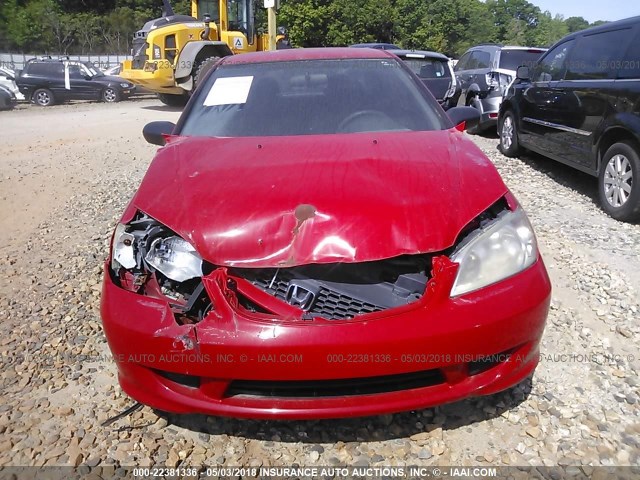 1HGEM22175L022130 - 2005 HONDA CIVIC DX VP RED photo 6