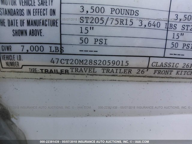 47CT20M28S2059015 - 1994 CAMPER TRAVEL TRAILER  白色 照片 9