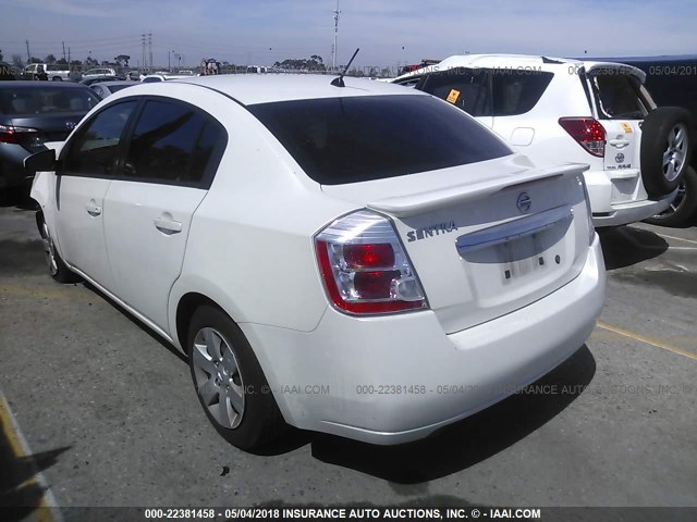 3N1AB6AP8CL637242 - 2012 NISSAN SENTRA 2.0/2.0S/SR/2.0SL WHITE photo 3