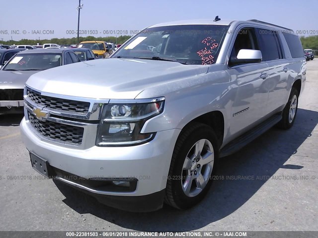 1GNSCJKC3FR186190 - 2015 CHEVROLET SUBURBAN C1500 LT SILVER photo 2