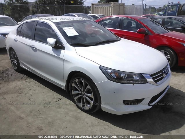 1HGCR2F56EA234342 - 2014 HONDA ACCORD SPORT WHITE photo 1