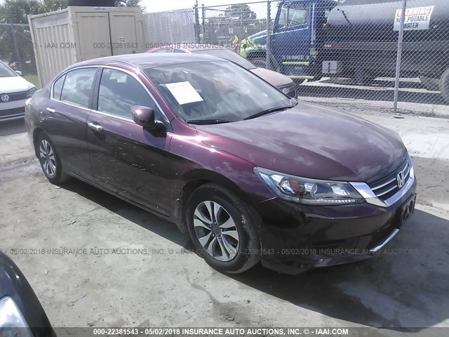 1HGCR2F32DA101882 - 2013 HONDA ACCORD LX RED photo 1