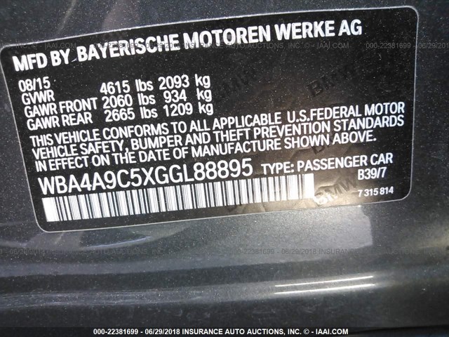 WBA4A9C5XGGL88895 - 2016 BMW 428 I/GRAN COUPE/SULEV 灰色 照片 9