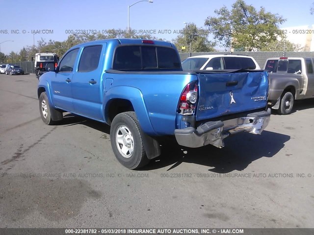 5TEJU62N29Z596925 - 2009 TOYOTA TACOMA DOUBLE CAB PRERUNNER BLUE photo 3