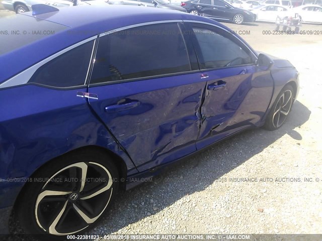 1HGCV1F36JA035693 - 2018 HONDA ACCORD SPORT BLUE photo 6