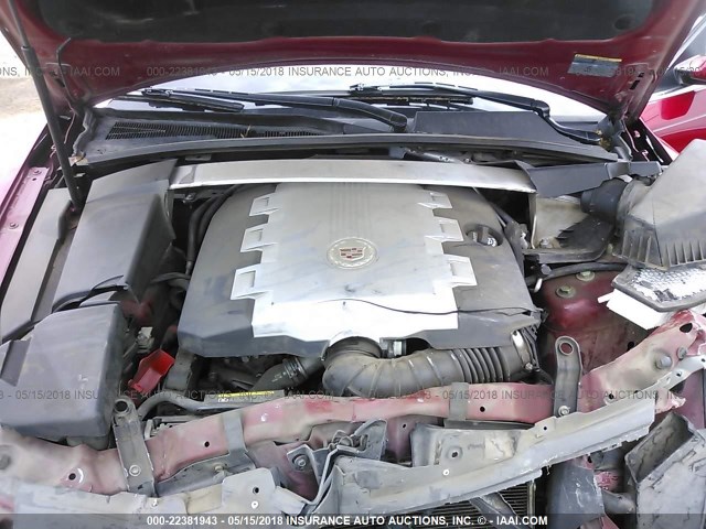 1G6DV57V980168834 - 2008 CADILLAC CTS HI FEATURE V6 RED photo 10