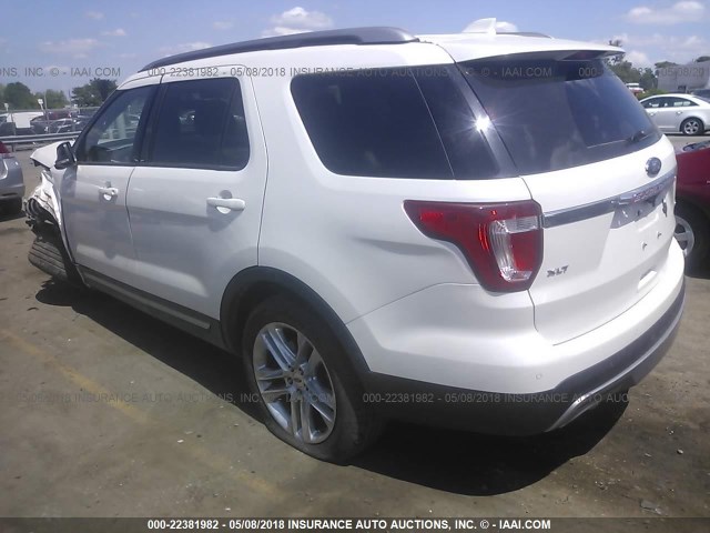 1FM5K7D88GGB15757 - 2016 FORD EXPLORER XLT WHITE photo 3