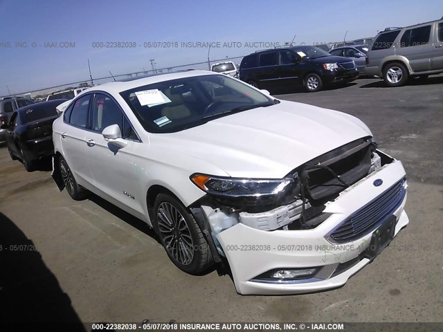 3FA6P0RU7HR253197 - 2017 FORD FUSION TITANIUM HEV WHITE photo 1