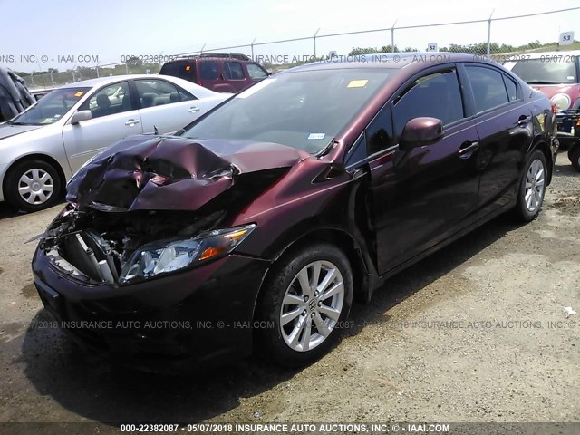 19XFB2F91CE073251 - 2012 HONDA CIVIC EXL მუქწითელი ფოტო 2