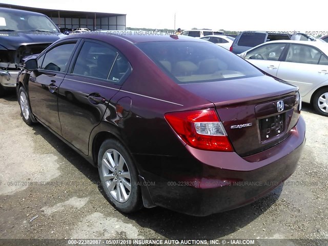 19XFB2F91CE073251 - 2012 HONDA CIVIC EXL მუქწითელი ფოტო 3