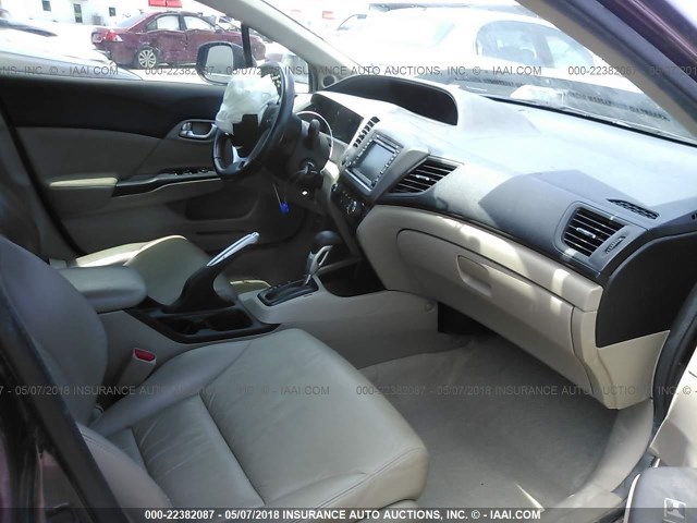 19XFB2F91CE073251 - 2012 HONDA CIVIC EXL მუქწითელი ფოტო 5