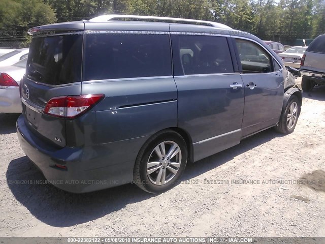 JN8AE2KPXB9002269 - 2011 NISSAN QUEST S/SV/SL/LE BLUE photo 4