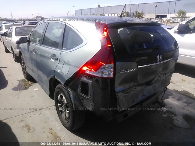 5J6RM4H3XCL016835 - 2012 HONDA CR-V LX Light Blue photo 3