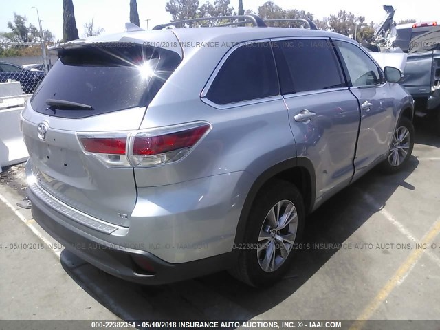 5TDZKRFH7GS186968 - 2016 TOYOTA HIGHLANDER LE/LE PLUS SILVER photo 4