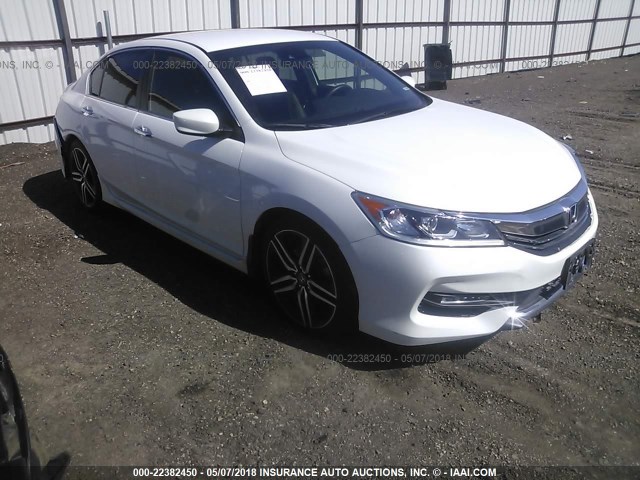 1HGCR2F68GA074816 - 2016 HONDA ACCORD SPORT WHITE photo 1