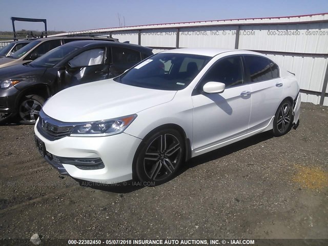 1HGCR2F68GA074816 - 2016 HONDA ACCORD SPORT WHITE photo 2