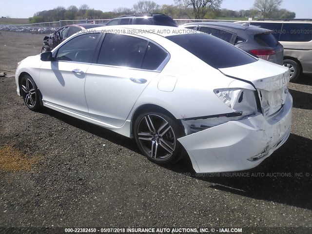 1HGCR2F68GA074816 - 2016 HONDA ACCORD SPORT WHITE photo 3