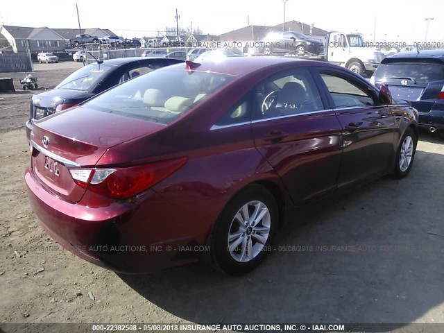 5NPEB4AC6DH625950 - 2013 HYUNDAI SONATA GLS RED photo 4