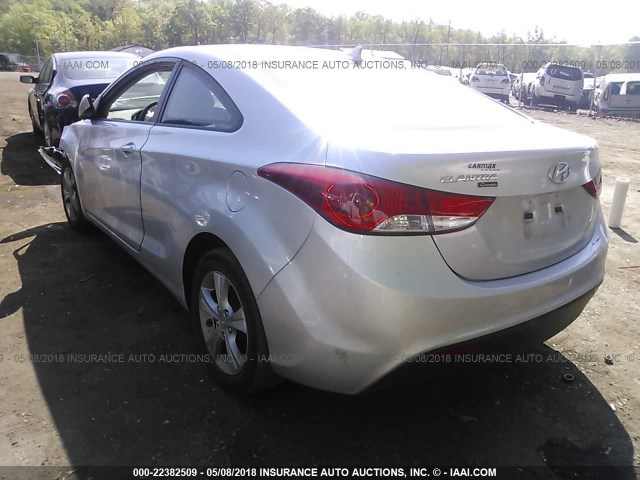 KMHDH6AE1DU005256 - 2013 HYUNDAI ELANTRA COUPE GS/SE SILVER photo 3