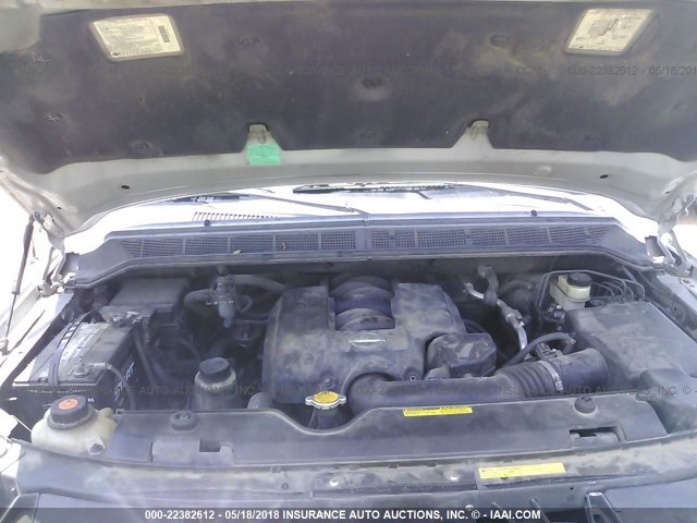 1N6AA07A54N543592 - 2004 NISSAN TITAN XE/SE/LE SILVER photo 10