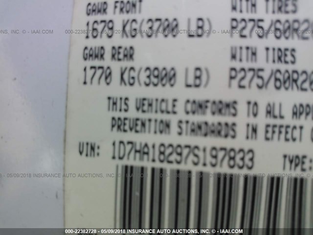 1D7HA18297S197833 - 2007 DODGE RAM 1500 ST/SLT WHITE photo 9