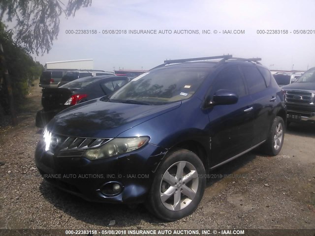 JN8AZ1MU7AW002277 - 2010 NISSAN MURANO S/SL/LE BLUE photo 2