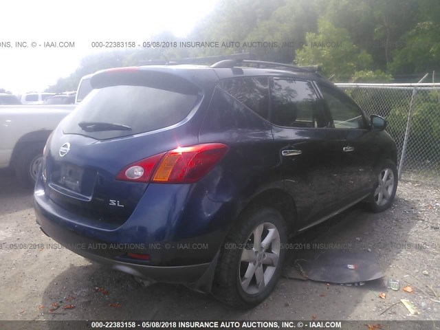 JN8AZ1MU7AW002277 - 2010 NISSAN MURANO S/SL/LE BLUE photo 4