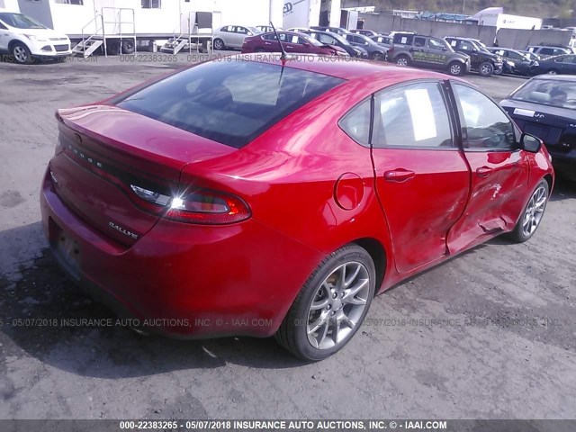 1C3CDFBB8FD122601 - 2015 DODGE DART SXT RED photo 4