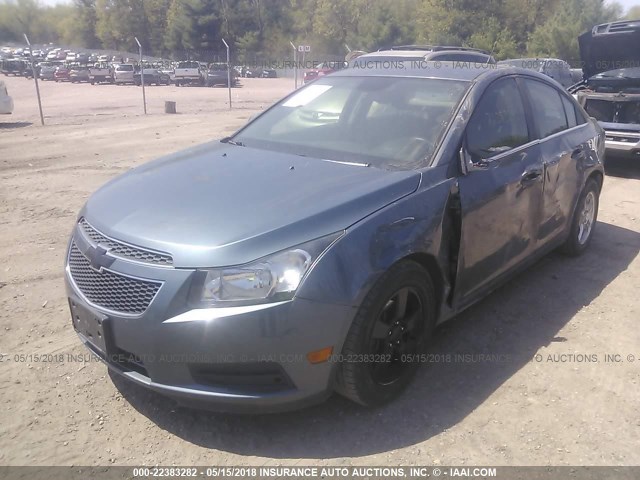 1G1PF5SC7C7340719 - 2012 CHEVROLET CRUZE LT BLUE photo 2