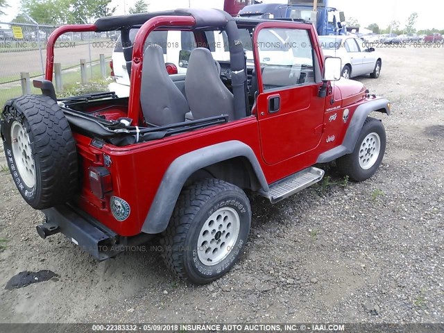 1J4FY29P7WP710618 - 1998 JEEP WRANGLER / TJ SE RED photo 4