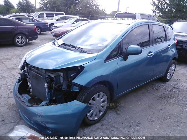 3N1CE2CP3EL357091 - 2014 NISSAN VERSA NOTE S/S PLUS/SV/SL TEAL photo 2