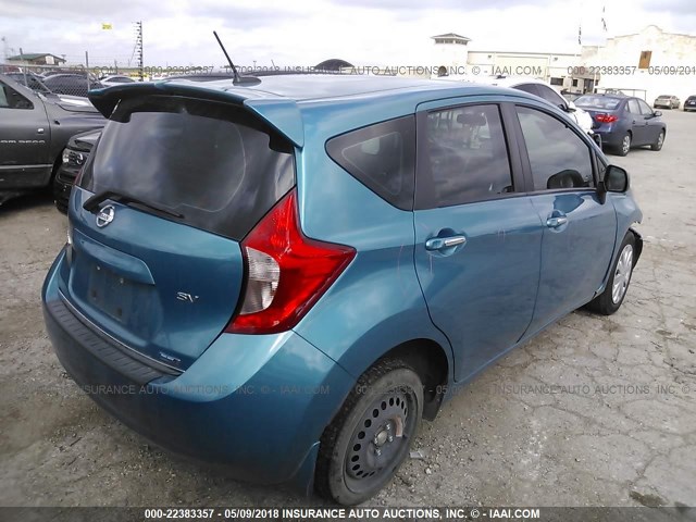 3N1CE2CP3EL357091 - 2014 NISSAN VERSA NOTE S/S PLUS/SV/SL TEAL photo 4