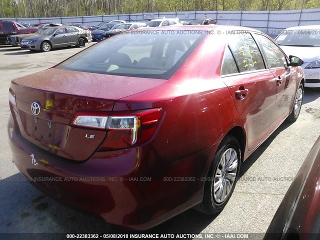 4T1BF1FKXCU501296 - 2012 TOYOTA CAMRY SE/LE/XLE RED photo 4