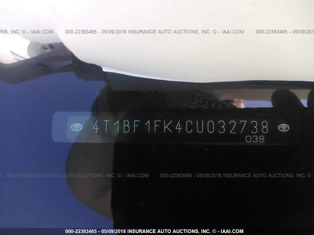 4T1BF1FK4CU032738 - 2012 TOYOTA CAMRY SE/LE/XLE SILVER photo 9