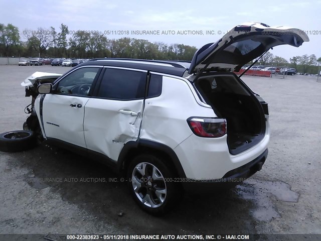 3C4NJDCB3JT100749 - 2018 JEEP COMPASS LIMITED WHITE photo 3