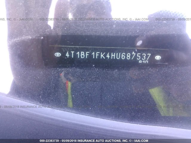 4T1BF1FK4HU687537 - 2017 TOYOTA CAMRY LE/XLE/SE/XSE BLACK photo 9