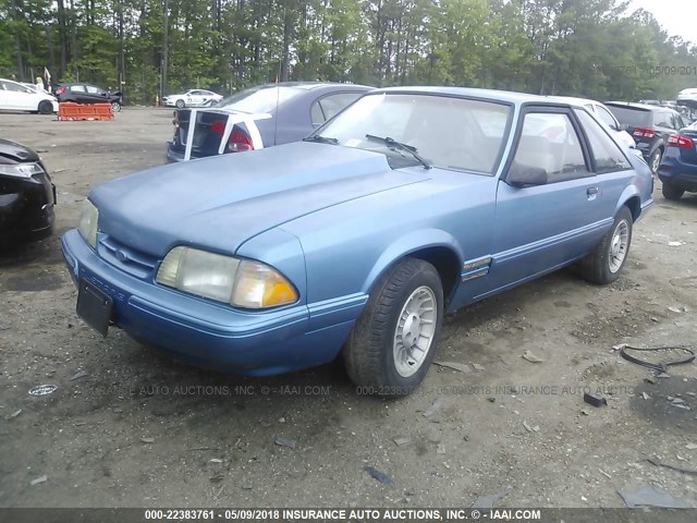 1FACP41M0NF140237 - 1992 FORD MUSTANG LX BLUE photo 2