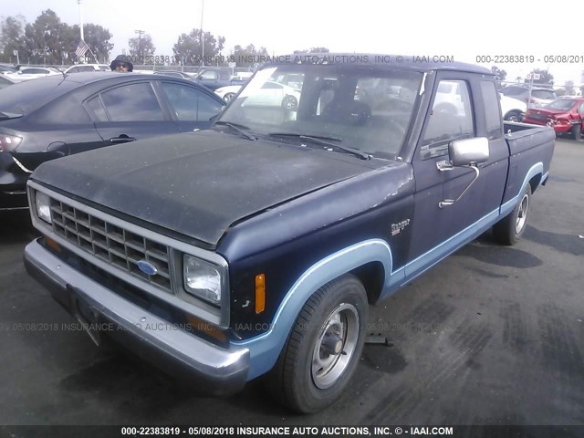 1FTCR14T0JPA65467 - 1988 FORD RANGER SUPER CAB BLUE photo 2