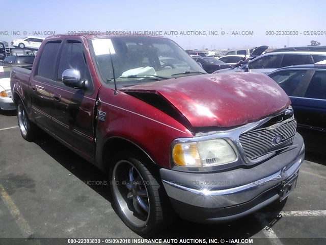 1FTRW07W61KB18785 - 2001 FORD F150 SUPERCREW RED photo 1