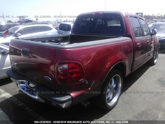 1FTRW07W61KB18785 - 2001 FORD F150 SUPERCREW RED photo 4