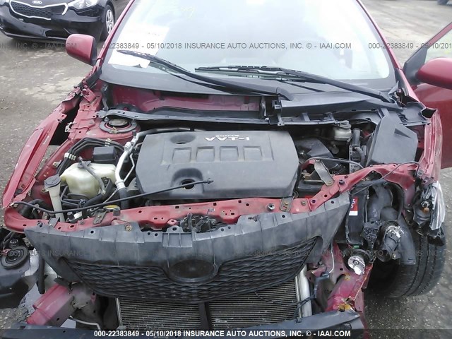 2T1BU4EE1AC290992 - 2010 TOYOTA COROLLA S/LE/XLE RED photo 10