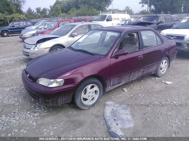 2T1BR18E6WC098888 - 1998 TOYOTA COROLLA VE/CE/LE MAROON photo 2