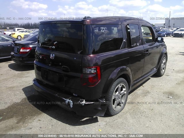 5J6YH18987L006376 - 2007 HONDA ELEMENT SC BURGUNDY photo 4